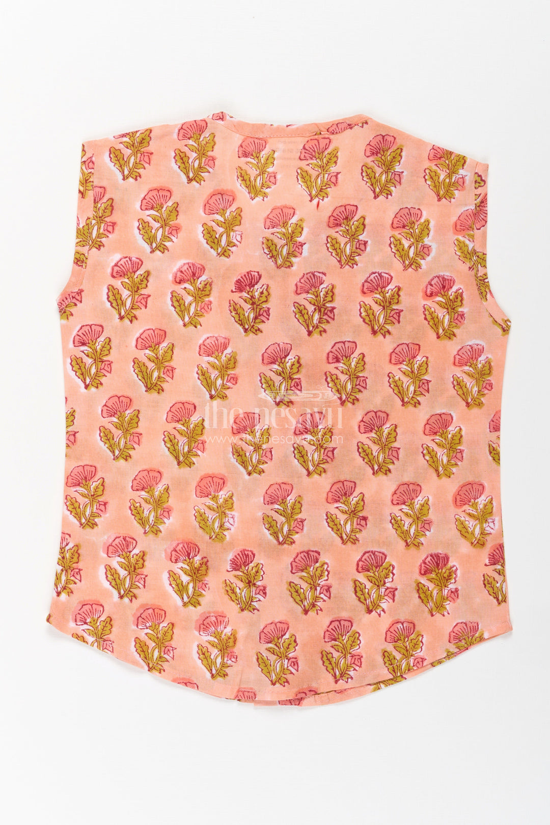 The Nesavu Baby Jablas Baby Boys Cotton Jabla in Peach with Floral Digital Print and Wooden Buttons in Cotton Jablas for Newborn Style Nesavu Cotton jablas newborn Peach Digital Floral Print Wooden Button Closure | The Nesavu