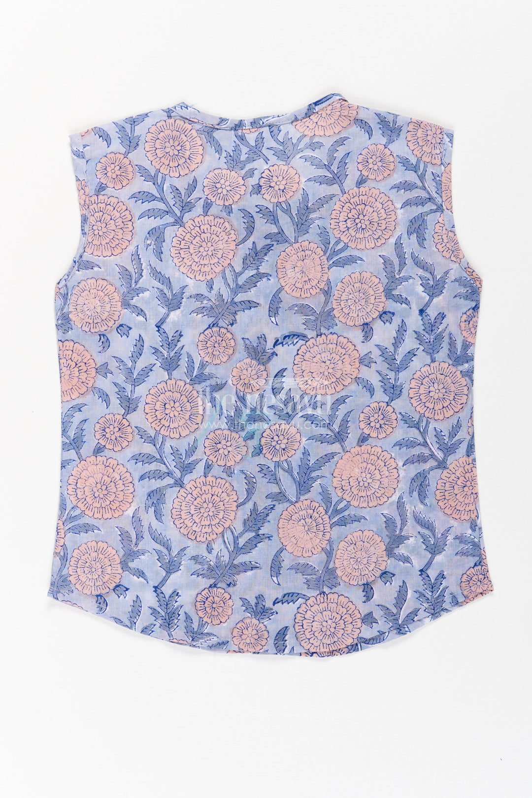 The Nesavu Baby Jablas Baby Boys Cotton Jabla with Dusky Blue Base and Delicate Floral Digital Print in Newborn Jhabla Online Style Nesavu Newborn jhabla online Dusky Blue Cotton Pink Floral Digital Print Wooden Button Front | The Nesavu