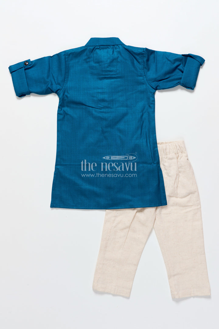 The Nesavu Boys Jacket Sets Baby Boys Cotton Jacket Kurta Set for Festive and Cultural Wear Nesavu Nesavu baby boys cotton ethnic jacket kurta set festive wear traditional celebrations