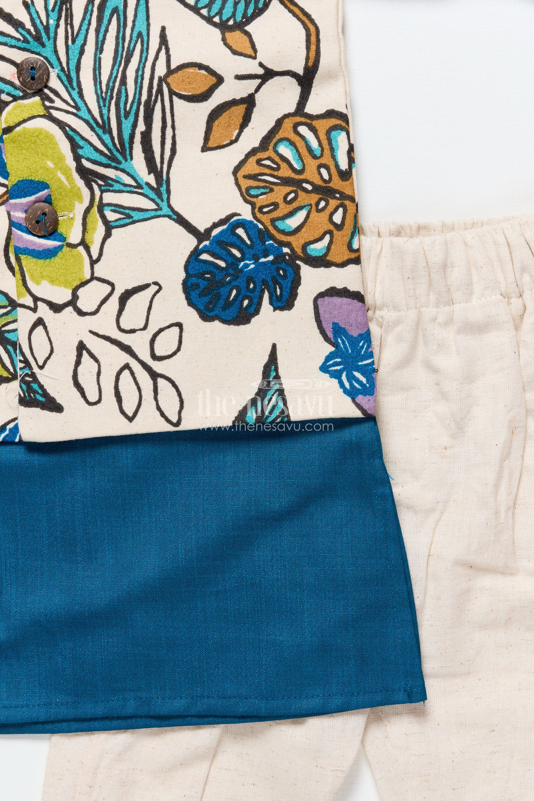 The Nesavu Boys Jacket Sets Baby Boys Cotton Jacket Kurta Set for Festive and Cultural Wear Nesavu Nesavu baby boys cotton ethnic jacket kurta set festive wear traditional celebrations