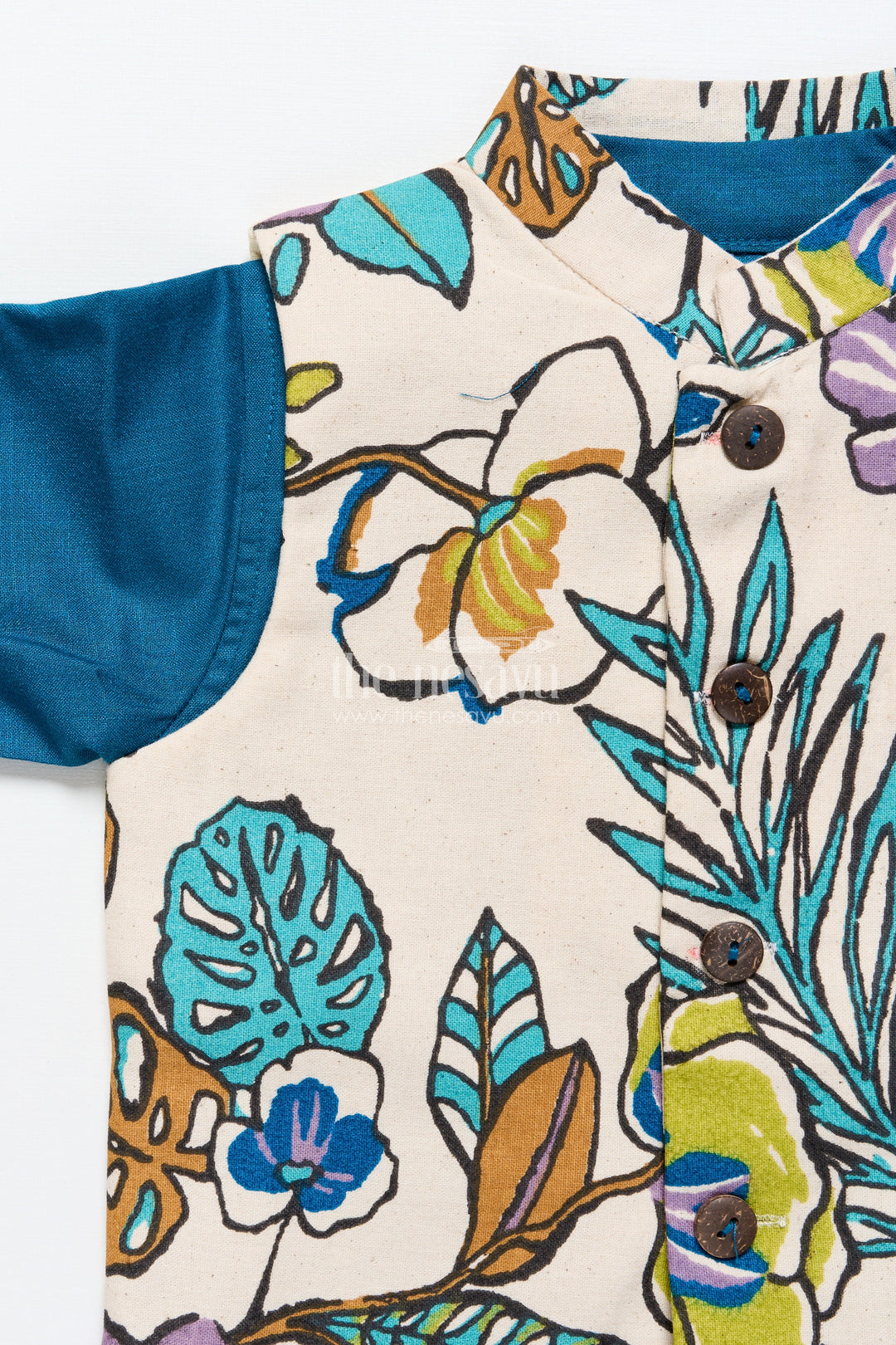 The Nesavu Boys Jacket Sets Baby Boys Cotton Jacket Kurta Set for Festive and Cultural Wear Nesavu Nesavu baby boys cotton ethnic jacket kurta set festive wear traditional celebrations