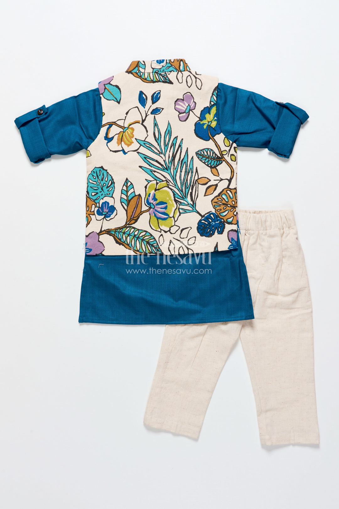 The Nesavu Boys Jacket Sets Baby Boys Cotton Jacket Kurta Set for Festive and Cultural Wear Nesavu Nesavu baby boys cotton ethnic jacket kurta set festive wear traditional celebrations