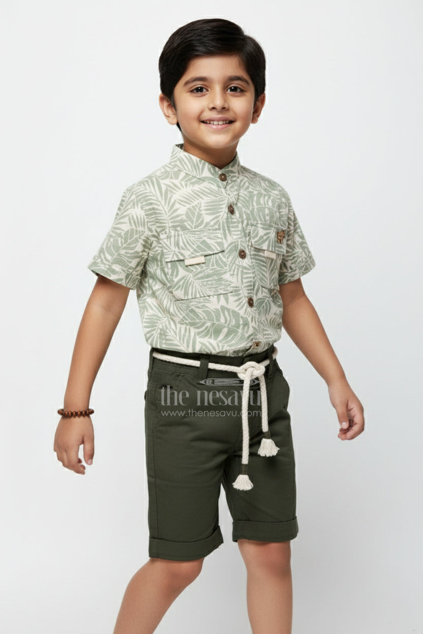 The Nesavu Boys Casual Set Baby Boys Cotton Printed Set for Playdates and Everyday Wear Nesavu 16 (1Y) / Green BCS424B-16 Nesavu baby boys cotton digital print set everyday wear playdates summer outings
