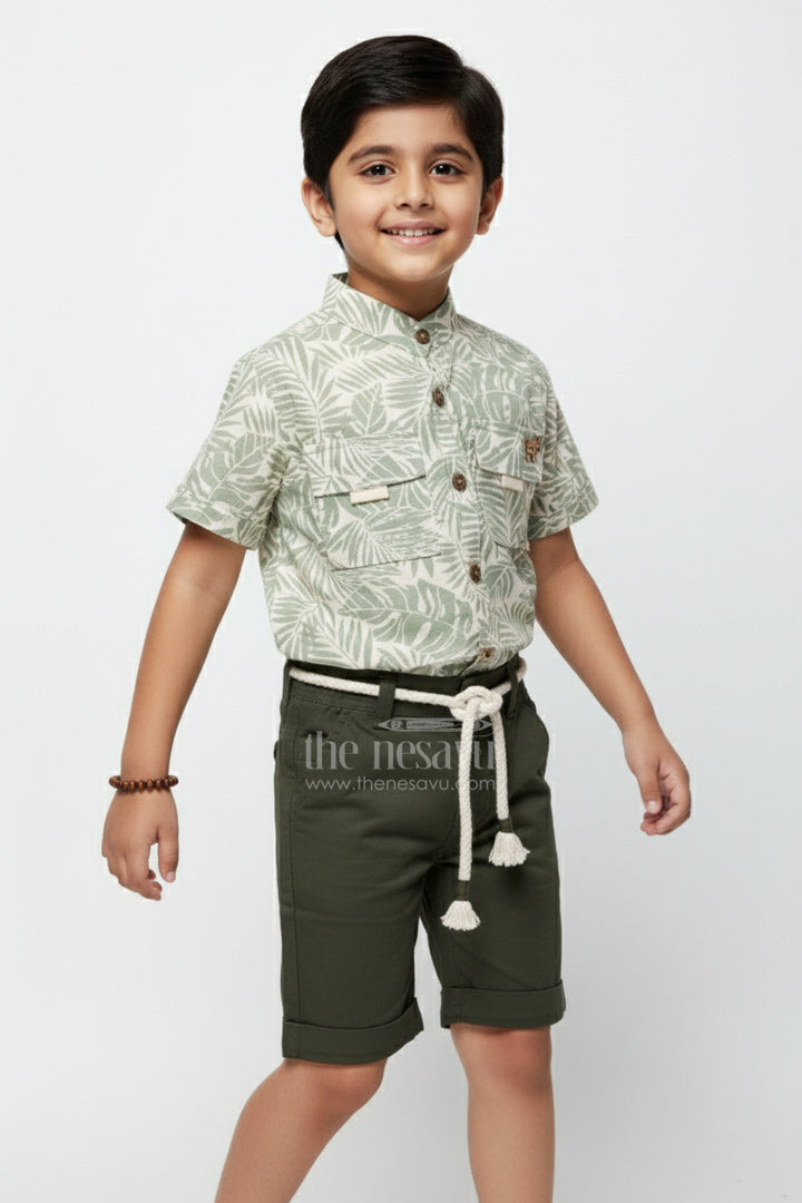 The Nesavu Boys Casual Set Baby Boys Cotton Printed Set for Playdates and Everyday Wear Nesavu 16 (1Y) / Green BCS424B-16 Nesavu baby boys cotton digital print set everyday wear playdates summer outings