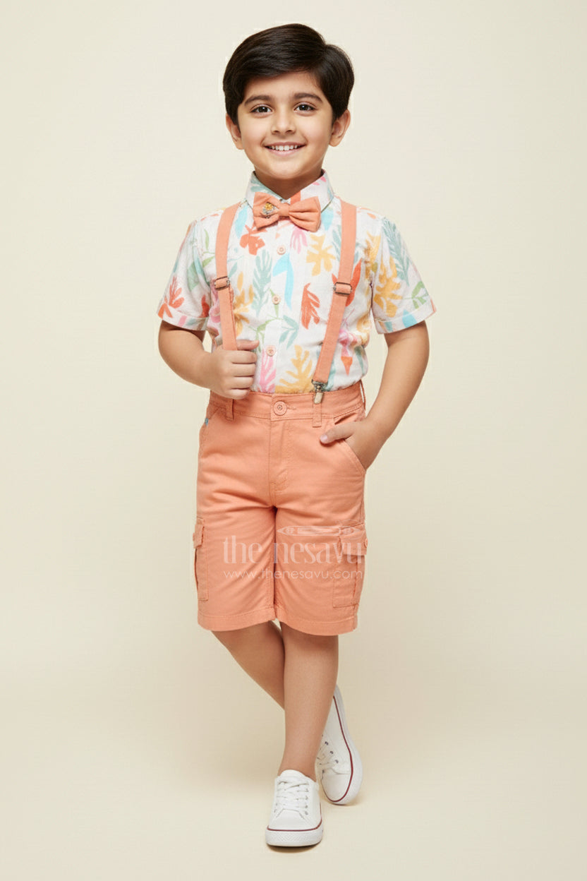 The Nesavu Boys Casual Set Baby Boys Digital Print Cotton Set for Casual Outings and Play Nesavu 16 (1Y) / Orange BCS422A-16 Nesavu baby boys digital printed cotton set summer playdates casual wear daycare