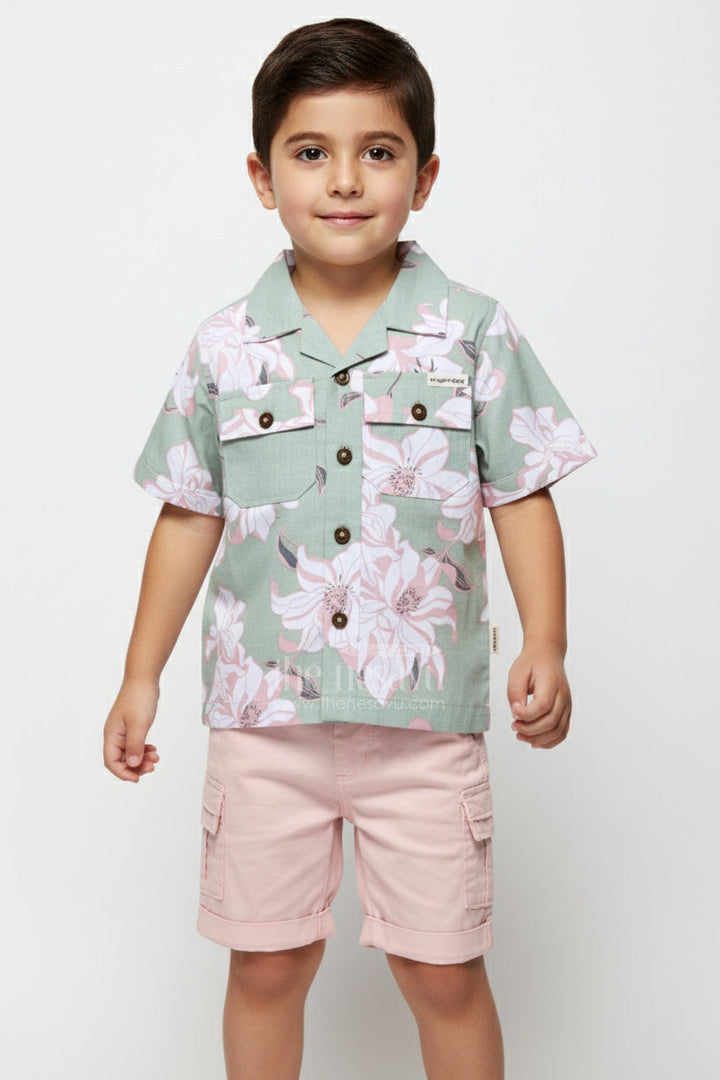 The Nesavu Boys Casual Set Baby Boys Digital Print Set for Casual Dressing and Day Trips Nesavu 16 (1Y) / Green BCS426A-16 Nesavu baby boys cotton digital printed set day trips casual wear playtime comfort