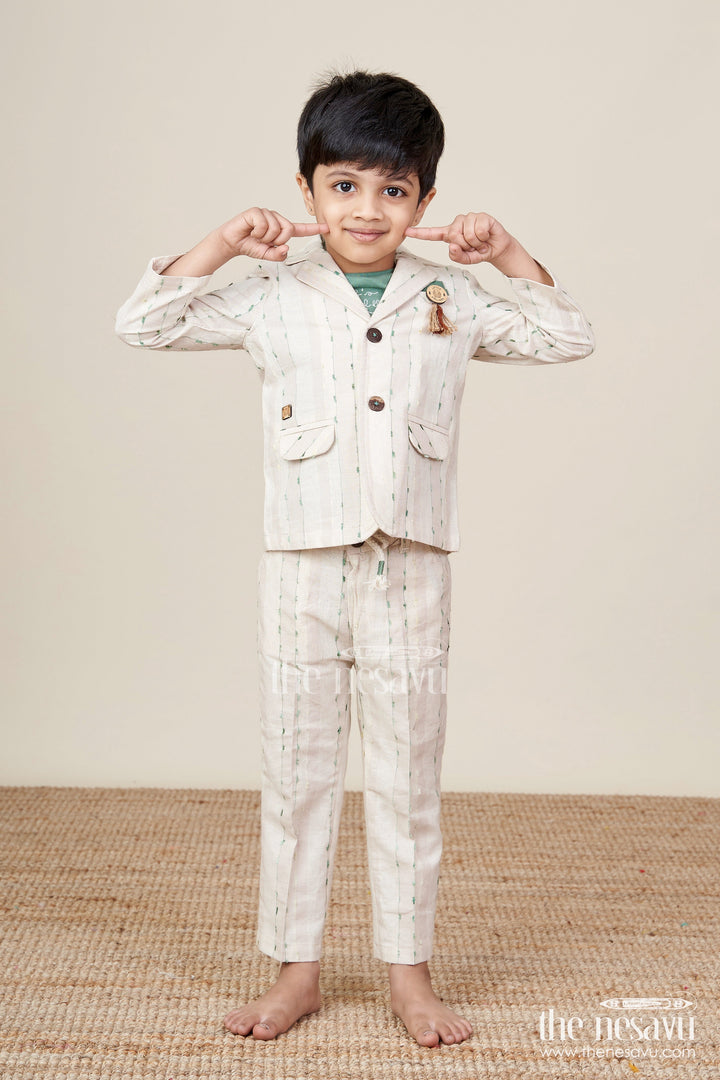 The Nesavu Boys Blazer Set Baby Boys Embroidered Blazer Set for Traditional Celebrations Nesavu 16 (1Y) / Green BCS429B-16 Nesavu baby boys embroidered blazer set festive occasions weddings cultural celebrations