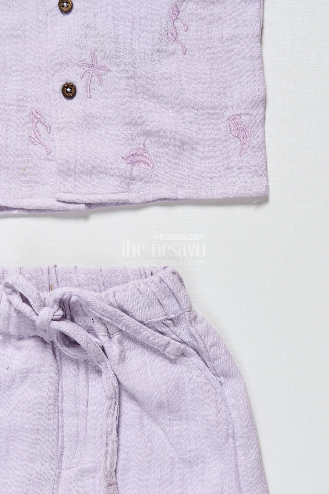 The Nesavu Boys Casual Set Baby Boys Embroidered Muslin Cotton Set for Festive Casuals Nesavu Nesavu baby boys embroidered muslin cotton set purple festive traditional casual wear