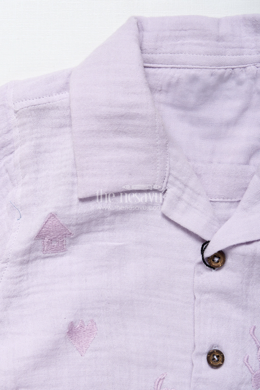 The Nesavu Boys Casual Set Baby Boys Embroidered Muslin Cotton Set for Festive Casuals Nesavu Nesavu baby boys embroidered muslin cotton set purple festive traditional casual wear