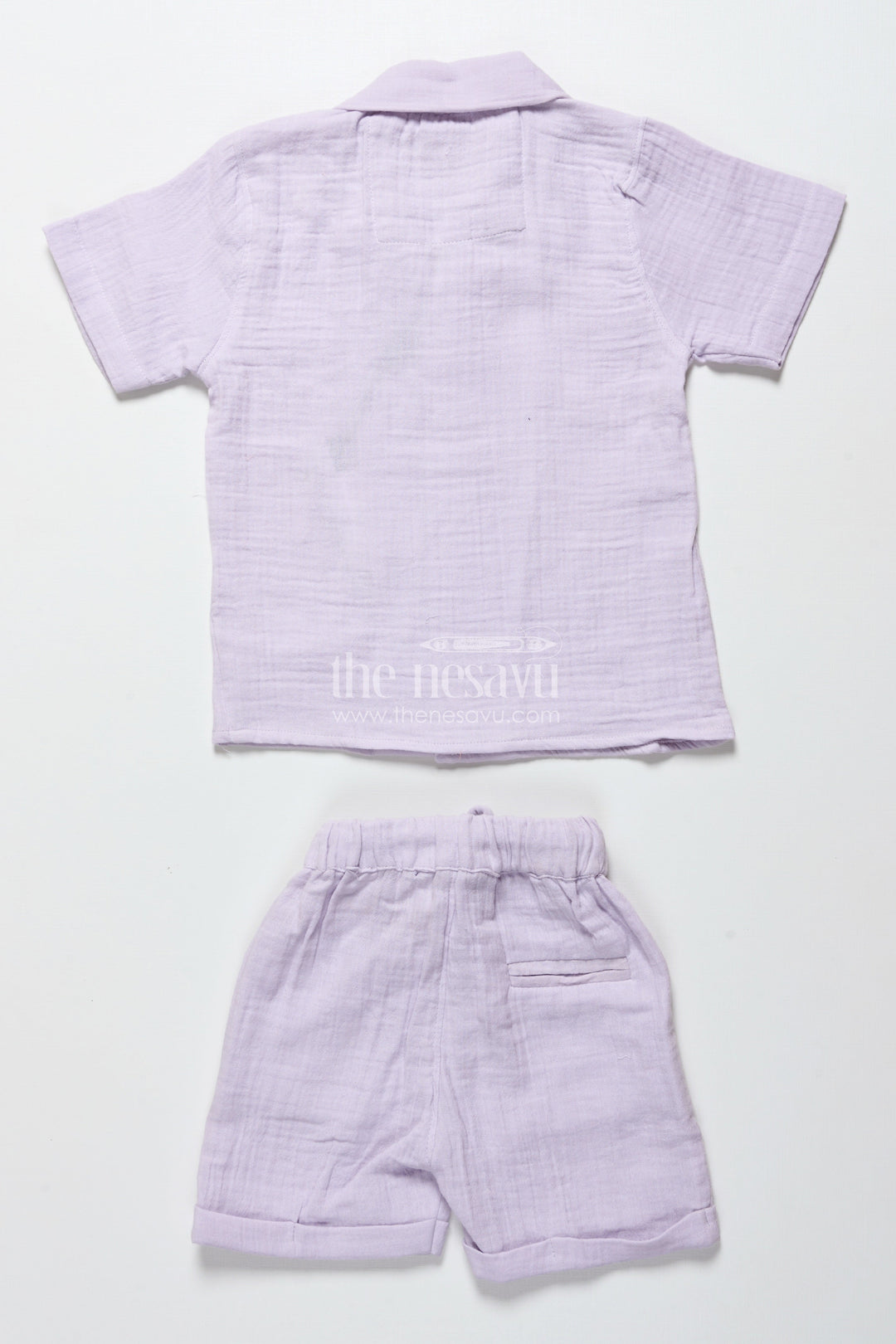 The Nesavu Boys Casual Set Baby Boys Embroidered Muslin Cotton Set for Festive Casuals Nesavu Nesavu baby boys embroidered muslin cotton set purple festive traditional casual wear