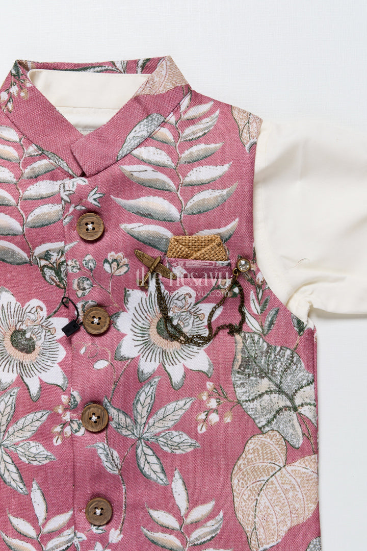 The Nesavu Boys Jacket Sets Baby Boys Ethnic Jacket Set for Weddings and Celebrations Nesavu Nesavu baby boys festive jacket set digital prints wedding wear traditional functions