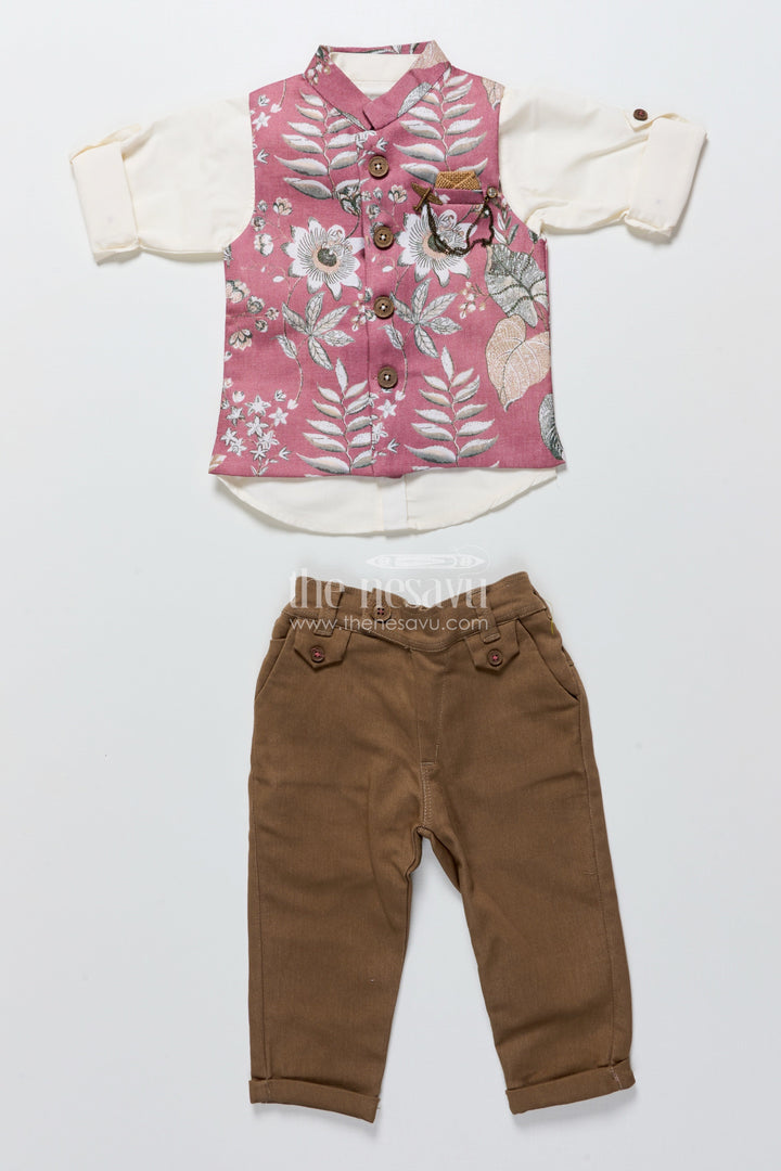 The Nesavu Boys Jacket Sets Baby Boys Ethnic Jacket Set for Weddings and Celebrations Nesavu Nesavu baby boys festive jacket set digital prints wedding wear traditional functions
