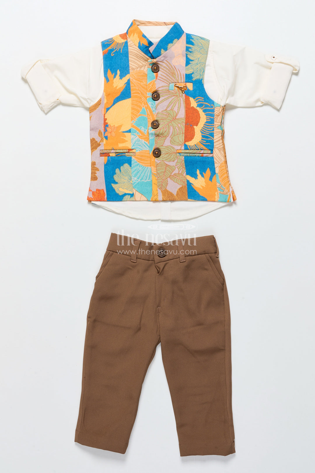 The Nesavu Boys Jacket Sets Baby Boys Multicolor Jacket Set for Festive Photos and Family Events Nesavu Nesavu baby boys multicolor printed jacket set birthdays family photos festive occasions