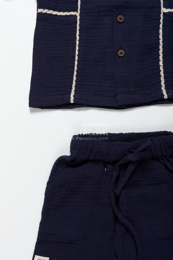 The Nesavu Boys Casual Set Baby Boys Muslin Cotton Set for Everyday Comfort and Movement Nesavu Nesavu baby boys muslin cotton casual set summer days outings everyday play