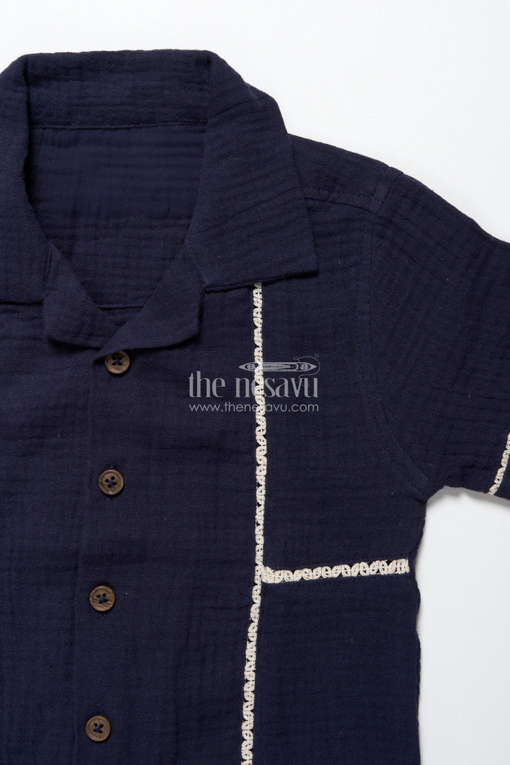 The Nesavu Boys Casual Set Baby Boys Muslin Cotton Set for Everyday Comfort and Movement Nesavu Nesavu baby boys muslin cotton casual set summer days outings everyday play