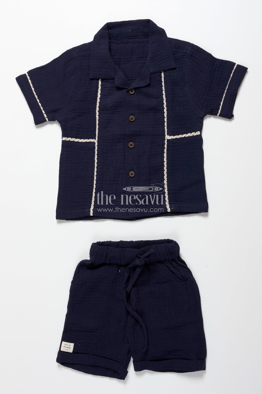 The Nesavu Boys Casual Set Baby Boys Muslin Cotton Set for Everyday Comfort and Movement Nesavu Nesavu baby boys muslin cotton casual set summer days outings everyday play