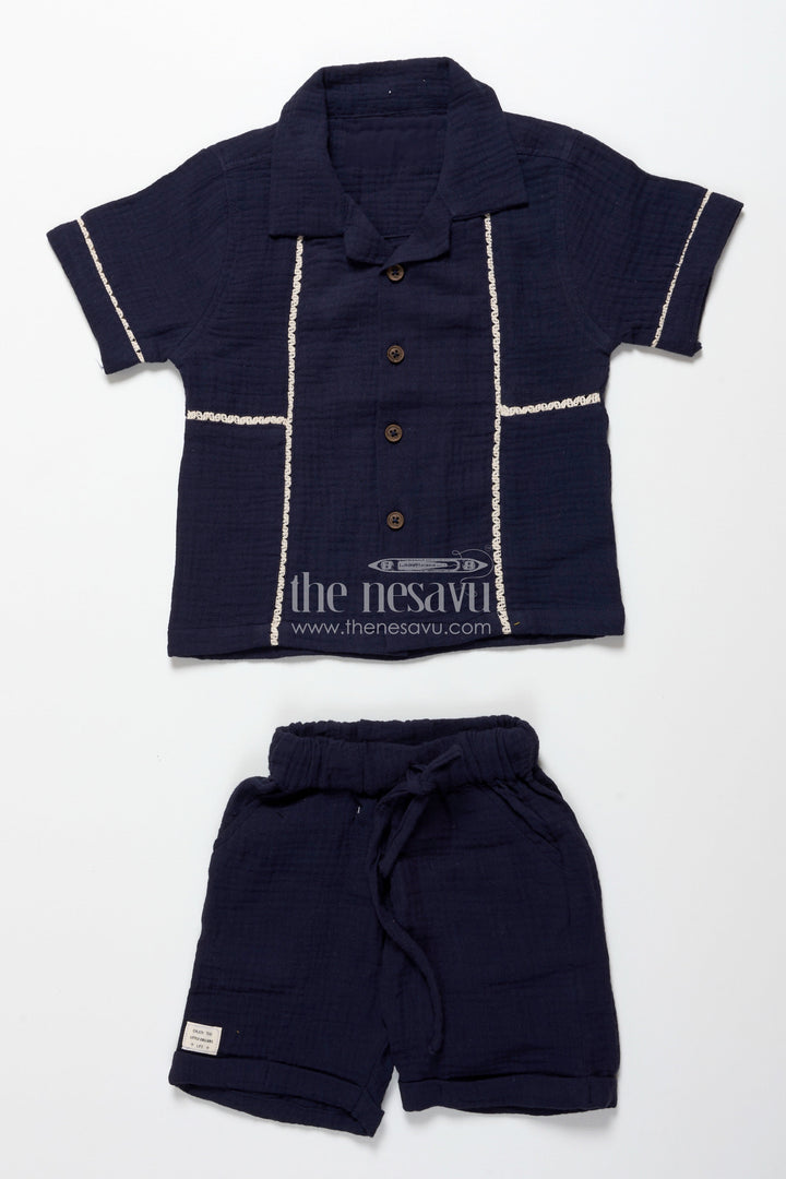 The Nesavu Boys Casual Set Baby Boys Muslin Cotton Set for Everyday Comfort and Movement Nesavu Nesavu baby boys muslin cotton casual set summer days outings everyday play