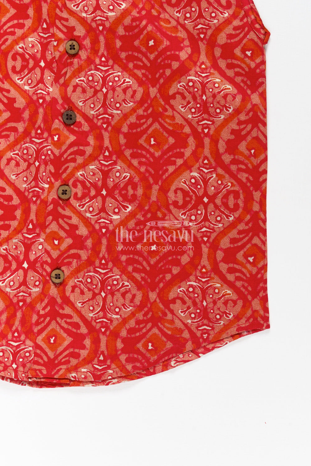 The Nesavu Baby Jablas Baby Boys Pink Sleeveless Jabla Top in Soft Rayon Fabric for Everyday Jhabla Dress Style Nesavu Jhabla dress Baby Boys Pink Batik Rayon Fabric Wooden Buttons Mandarin Collar | The Nesavu