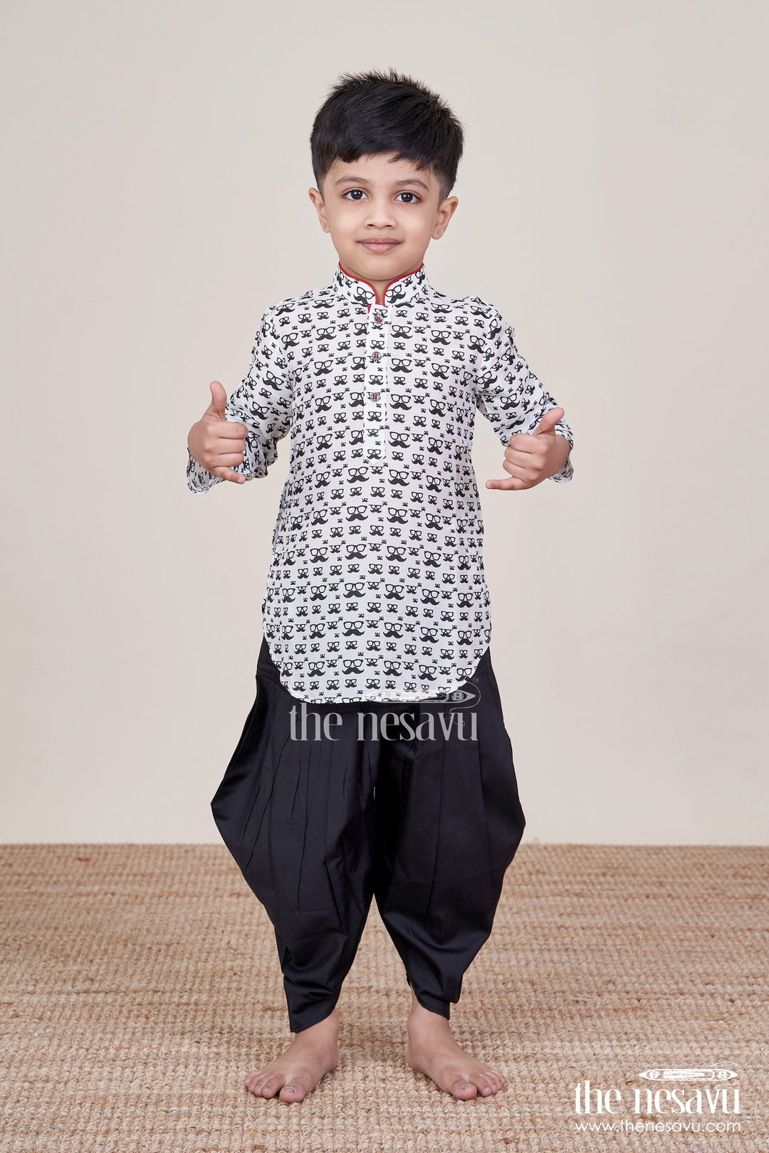 The Nesavu Boys Dothi Set Baby Boys Printed Cotton Dothi Set for Traditional Ceremonies Nesavu Nesavu baby boys traditional dothi set printed cotton kurta pujas naming ceremonies