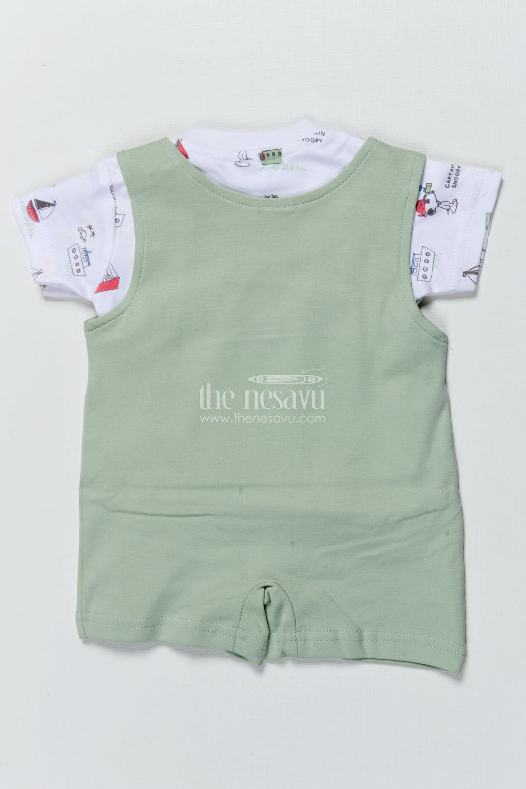 The Nesavu Baby Casual Sets Baby Casual Cotton Romper with Sailboat Embroidery for Play and Nap Time Nesavu Nesavu baby cotton romper sailboat embroidery  comfy cute outfit daily wear playtime