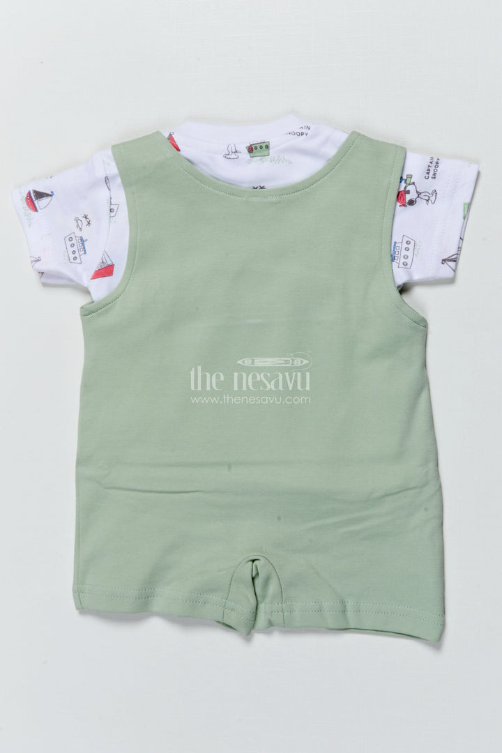 The Nesavu Baby Casual Sets Baby Casual Cotton Romper with Sailboat Embroidery for Play and Nap Time Nesavu Nesavu baby cotton romper sailboat embroidery  comfy cute outfit daily wear playtime