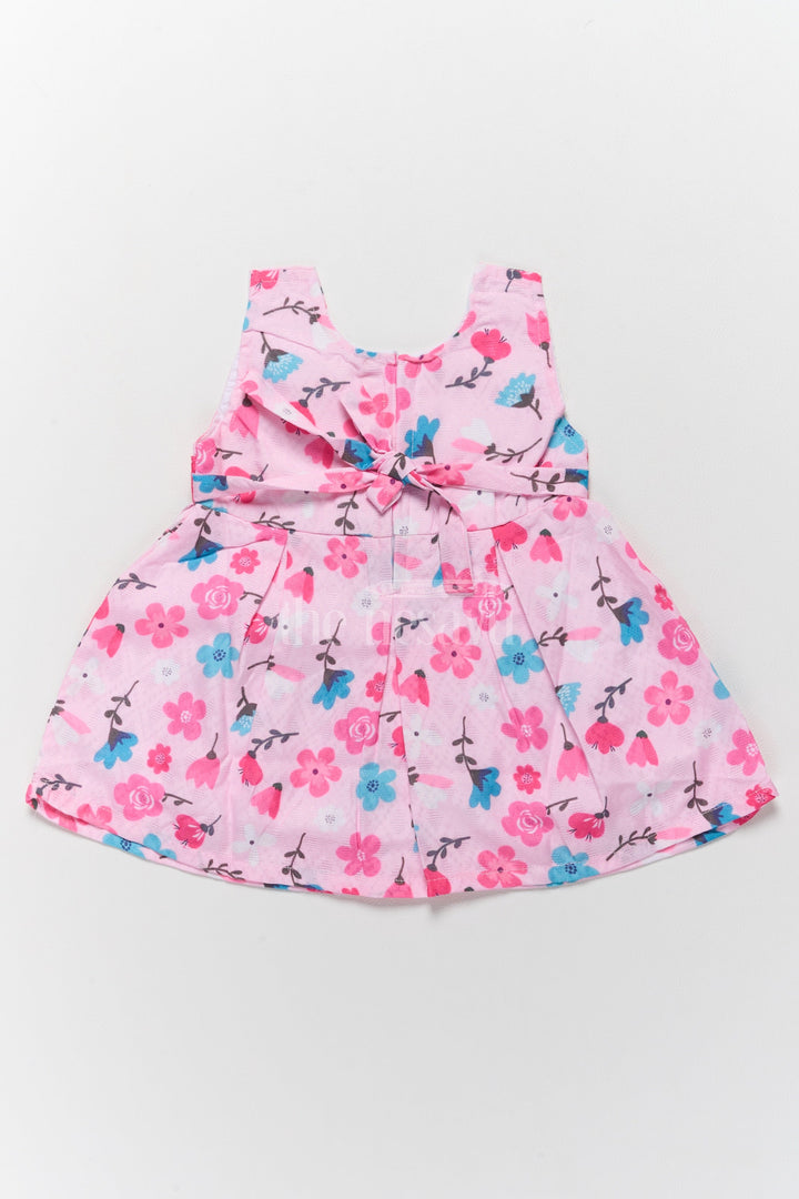 The Nesavu Baby Cotton Frocks Baby Cotton Christmas Frock with Pink Floral Design and Polka Dot Bow Nesavu Nesavu Baby Cotton Christmas Frock Pink Floral Design Polka Dot Bow