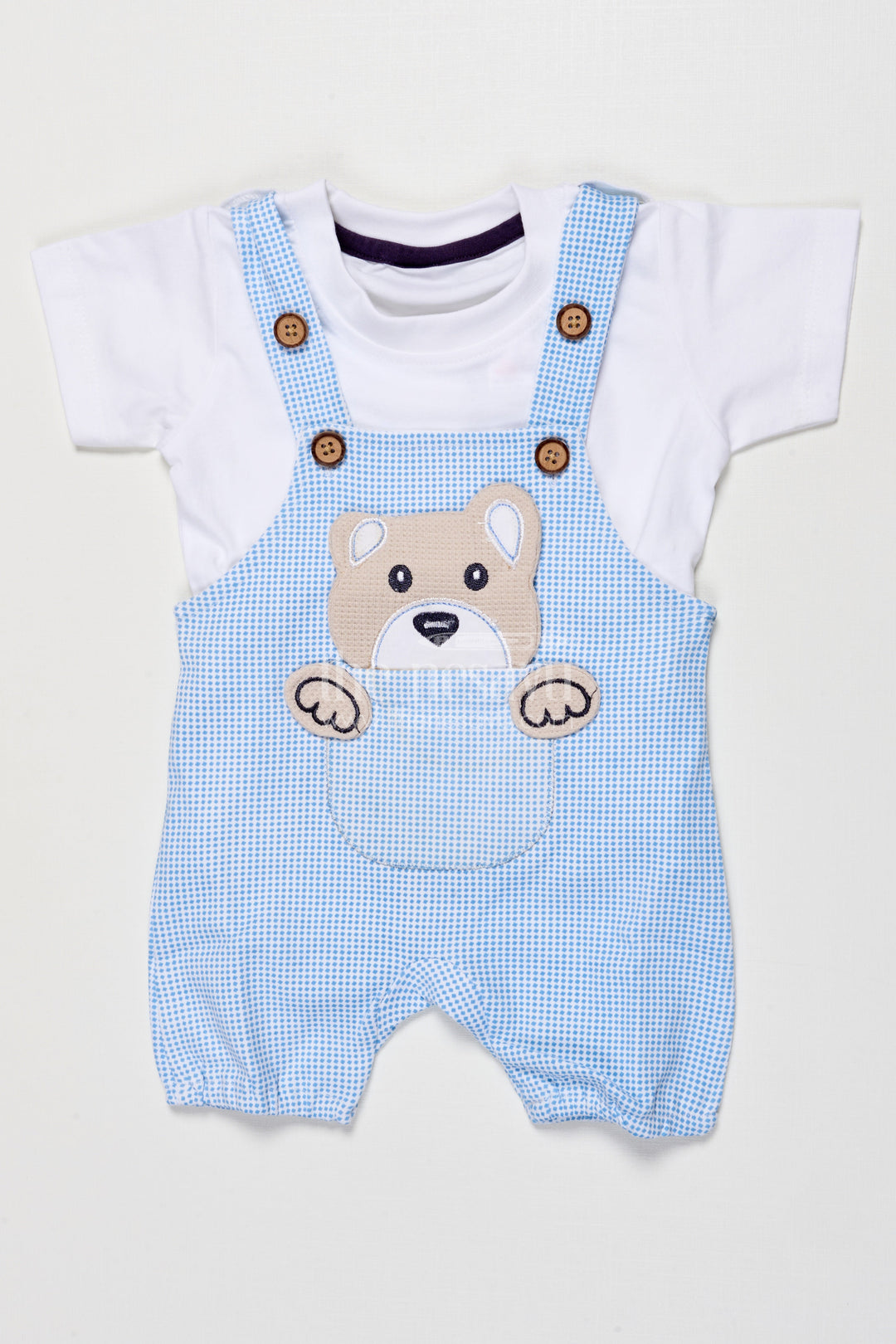 The Nesavu Baby Dungarees Baby Cotton Dungaree Set for Toddlers' Everyday Play and Comfort Nesavu 14 (6M) / Blue BCS518B-14 Nesavu cotton baby dungaree set toddlers  perfect daily wear cozy comfort