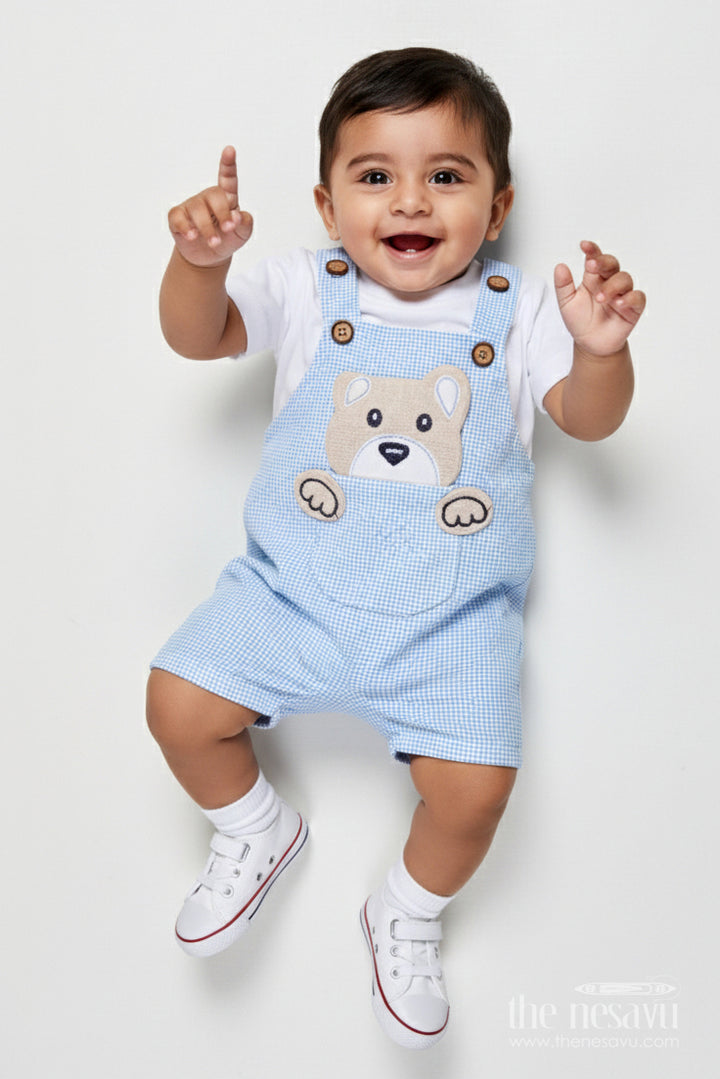 The Nesavu Baby Dungarees Baby Cotton Dungaree Set for Toddlers' Everyday Play and Comfort Nesavu 14 (6M) / Blue BCS518B-14 Nesavu cotton baby dungaree set toddlers  perfect daily wear cozy comfort