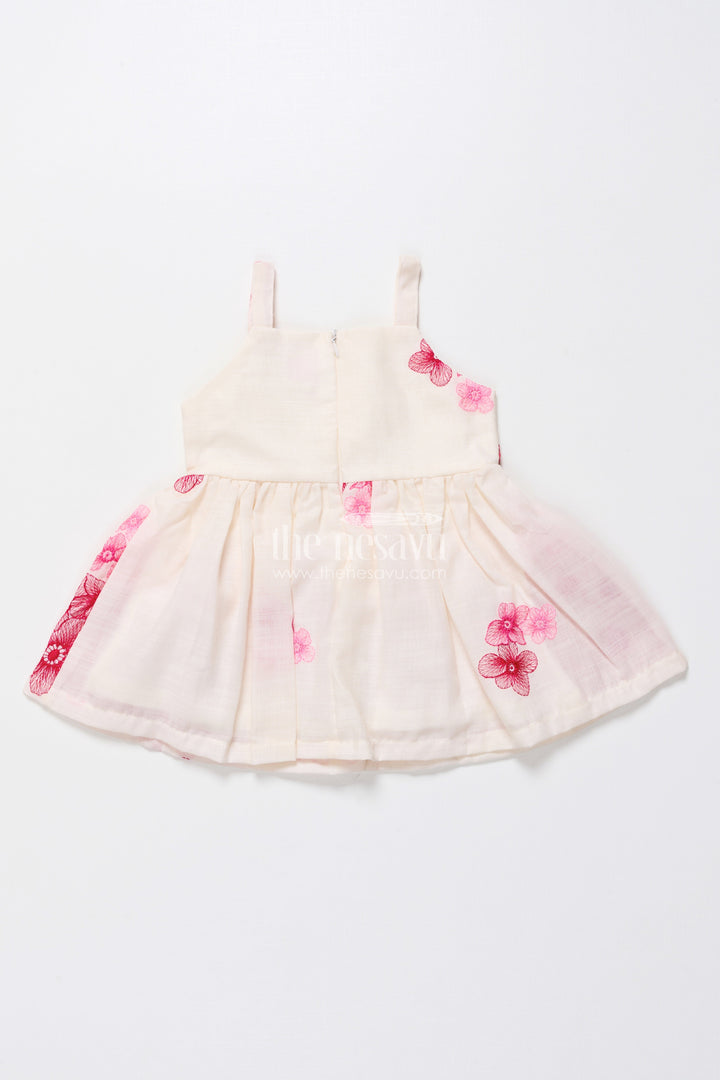 The Nesavu Baby Fancy Frock Baby Cotton Embroidered Frock with Formal Collar Design Nesavu Nesavu baby cotton frock jacket look embroidery  festive party wear