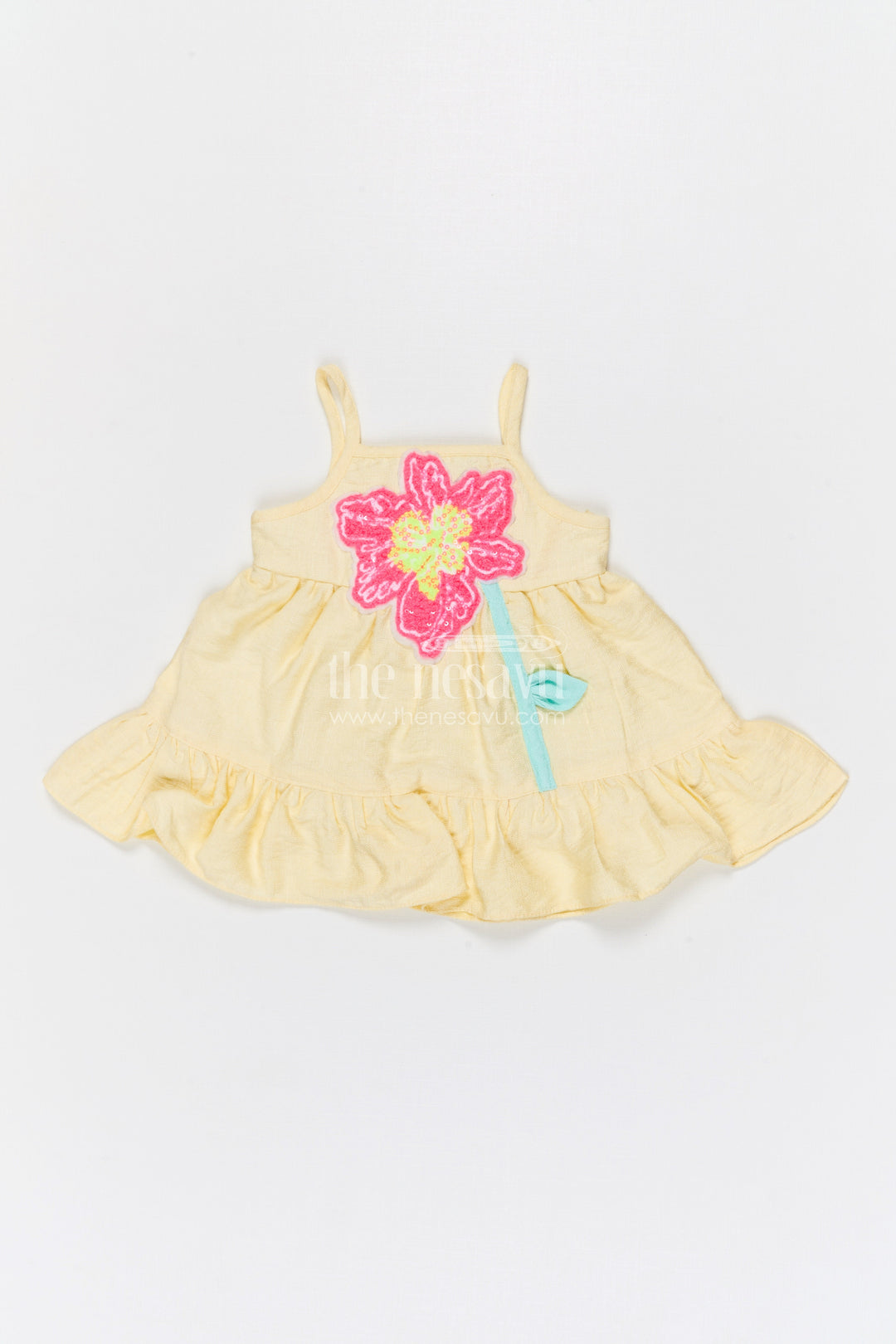 The Nesavu Baby Cotton Frocks Baby Cotton Frock for Birthday and Family Celebrations Nesavu 14 (6M) / Yellow / Bubble BFJ957A-14 Nesavu baby bubble crepe cotton frock for birthday and festive wear