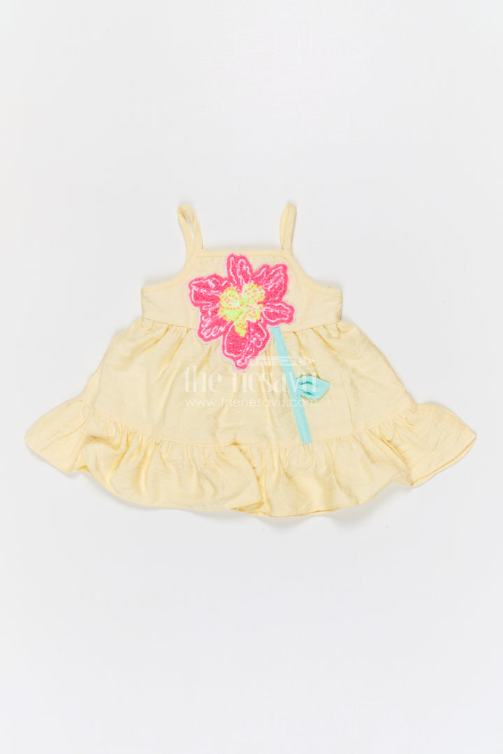The Nesavu Baby Cotton Frocks Baby Cotton Frock for Birthday and Family Celebrations Nesavu 14 (6M) / Yellow / Bubble BFJ957A-14 Nesavu baby bubble crepe cotton frock for birthday and festive wear