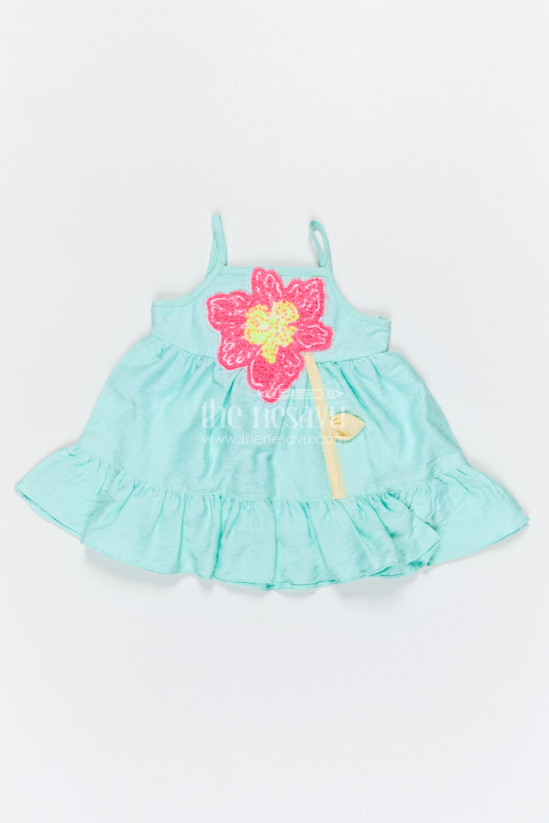 The Nesavu Baby Cotton Frocks Baby Cotton Frock for Birthday and Summer Outings Nesavu 14 (6M) / Green / Bubble BFJ957B-14 Nesavu baby bubble crepe cotton frock for birthday and summer wear