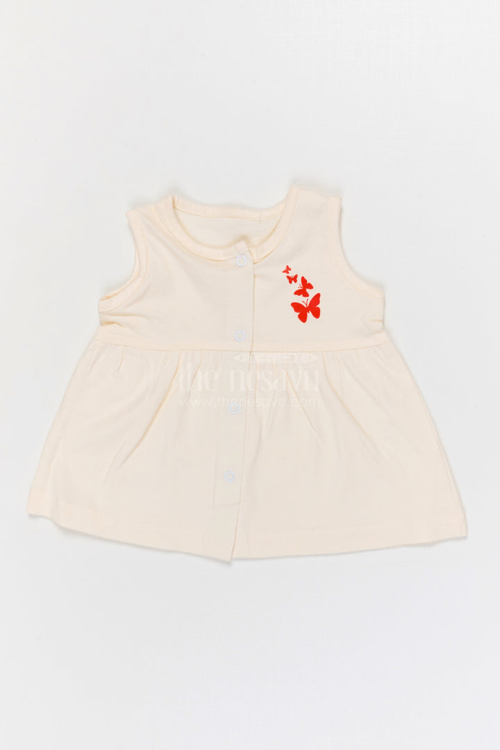 The Nesavu Baby Frocks Baby Cotton Frock for Summer Outings and Daycare Nesavu 10 (NB) / Half white / Cotton BFJ949A-10 Nesavu Baby Girl Cotton Frock For Summer Wear Sleeveless Jersey Dress