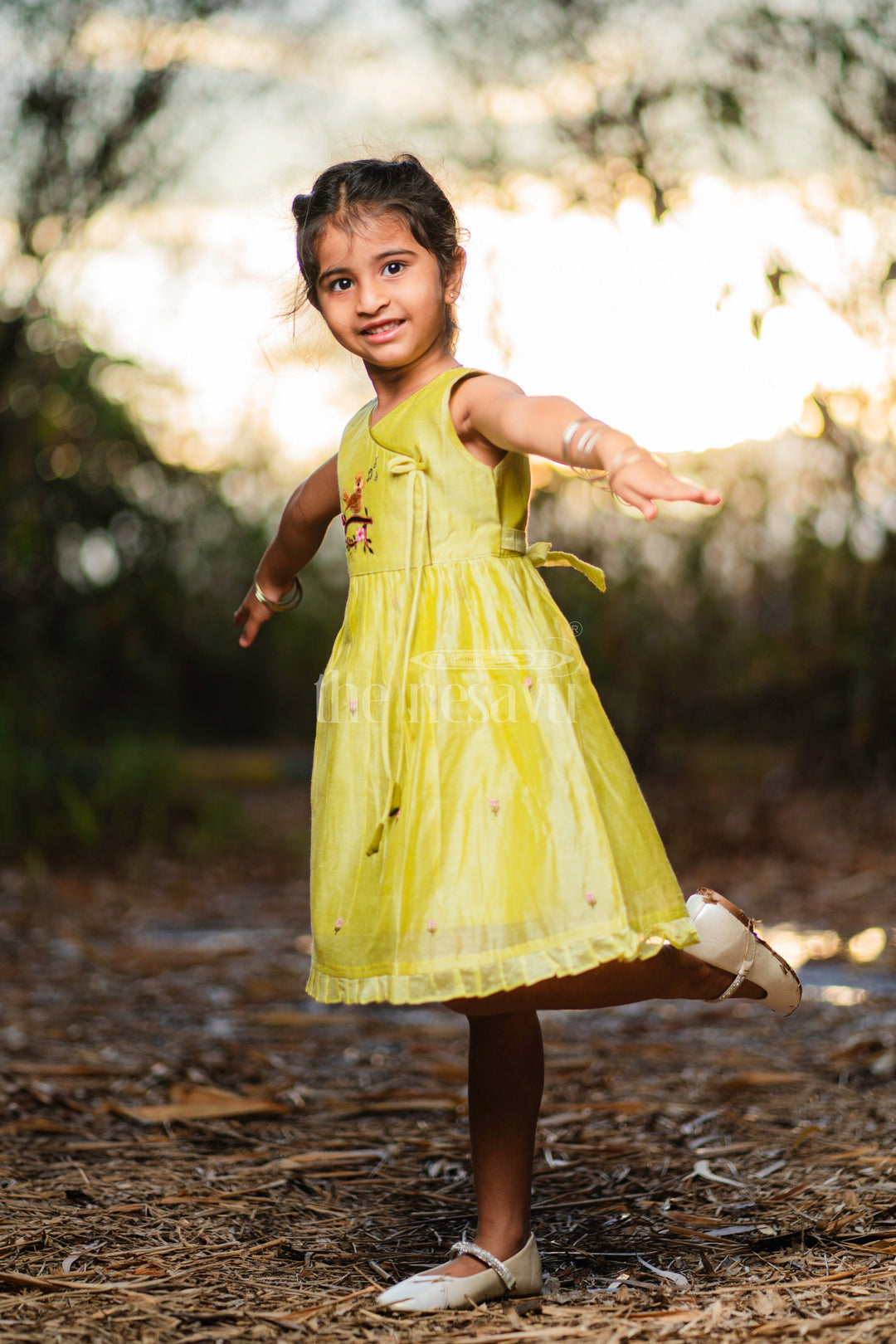 The Nesavu Girls Cotton Frock Baby Cotton Frock in Green with Bird Embroidery and Floral Detailing for Girls Nesavu 16 (1Y) / Green GFC1417A-16 0ef30a472b68jpgv1726571211