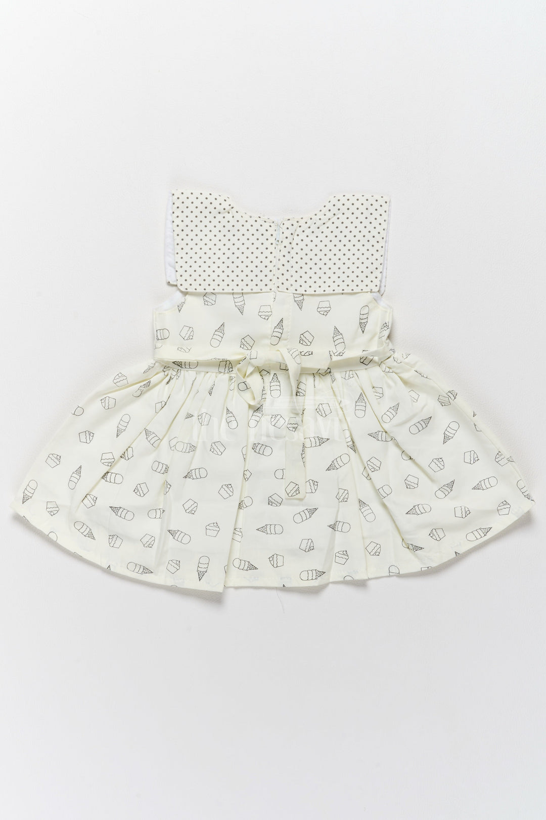 The Nesavu Baby Cotton Frocks Baby Cotton Frock with Cute Ice Cream Print and Polka Dot Yoke Nesavu Nesavu Baby Cotton Frock Ice Cream Print Polka Dot Yoke