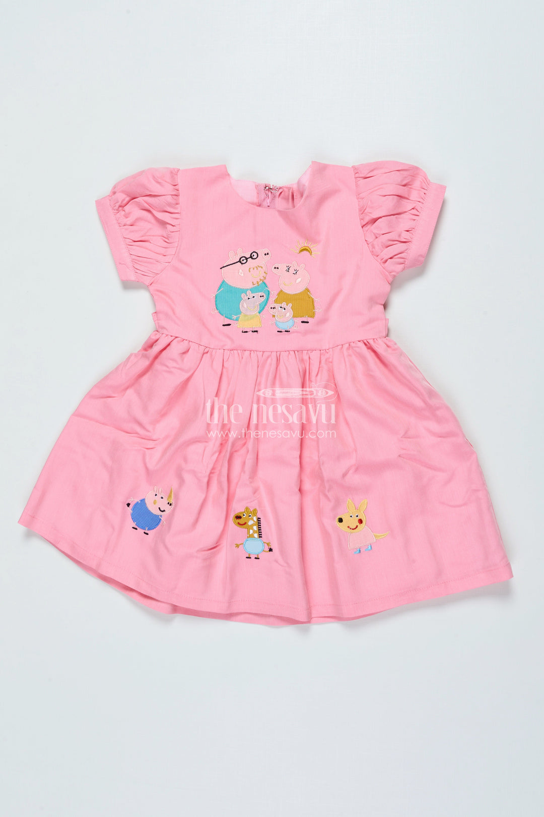 The Nesavu Baby Cotton Frocks Baby Cotton Frock with Peppa Pig Embroidery for Casual Days and Playtime Nesavu 16 (1Y) / Pink GFC1911B-16 Nesavu baby cotton frock Peppa Pig embroidery perfect playdates everyday comfort