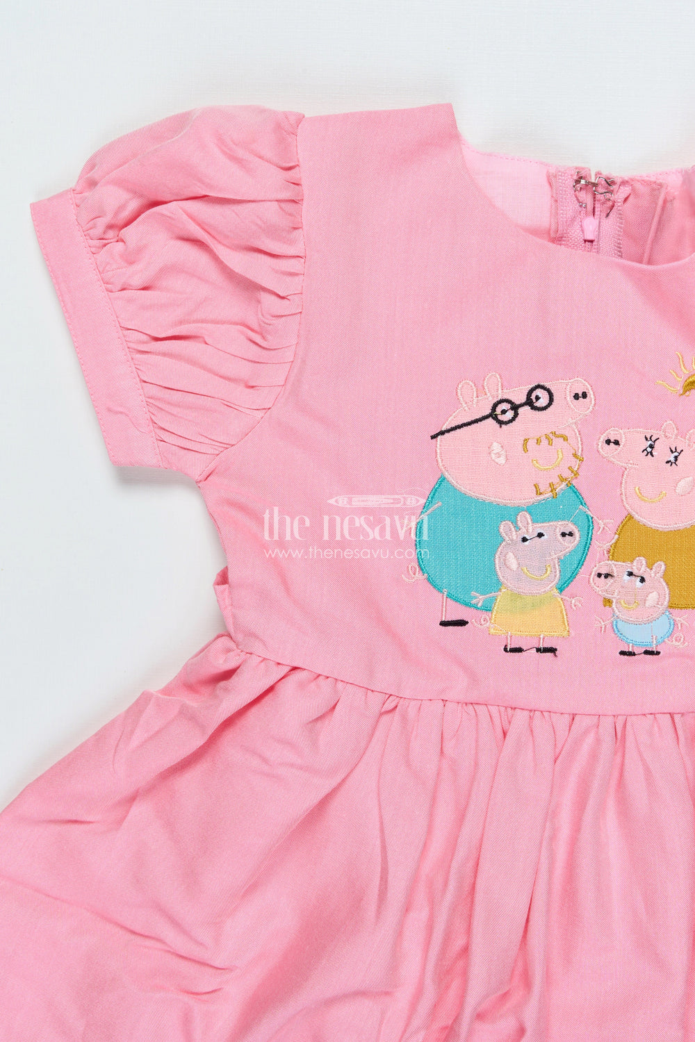 The Nesavu Baby Cotton Frocks Baby Cotton Frock with Peppa Pig Embroidery for Casual Days and Playtime Nesavu Nesavu baby cotton frock Peppa Pig embroidery perfect playdates everyday comfort