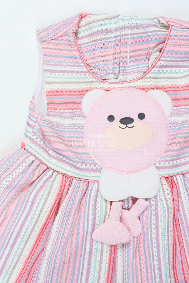 The Nesavu Baby Cotton Frocks Baby Cotton Frock with Toy Patch Soft and Playful Striped Design Nesavu Nesavu striped baby girl cotton frock toy patch soft everyday outfit