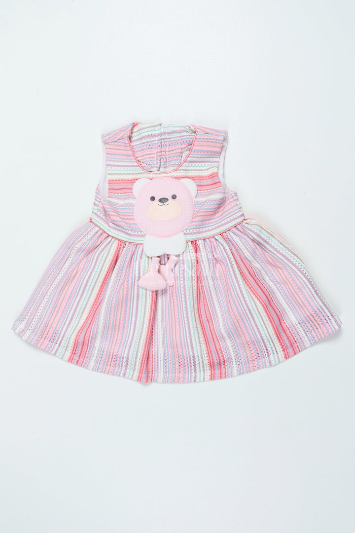 The Nesavu Baby Cotton Frocks Baby Cotton Frock with Toy Patch Soft and Playful Striped Design Nesavu Nesavu striped baby girl cotton frock toy patch soft everyday outfit