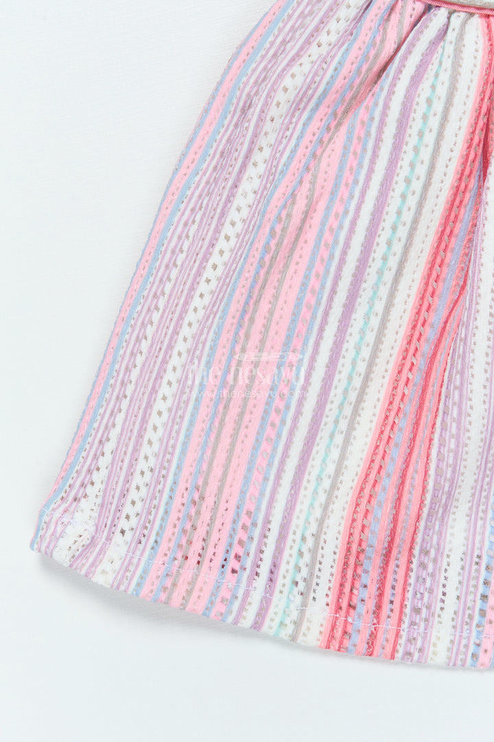 The Nesavu Baby Cotton Frocks Baby Cotton Frock with Toy Patch Soft and Playful Striped Design Nesavu Nesavu striped baby girl cotton frock toy patch soft everyday outfit