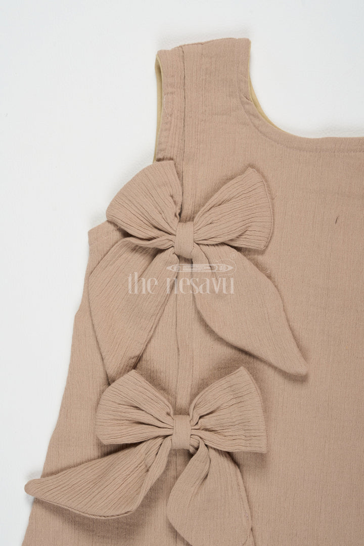 The Nesavu Baby Cotton Frocks Baby Cotton Frocks Beige Birthday Dress Frock Nesavu Nesavu Baby Beige Cotton Frock Bow Detail Birthday Dress Frock