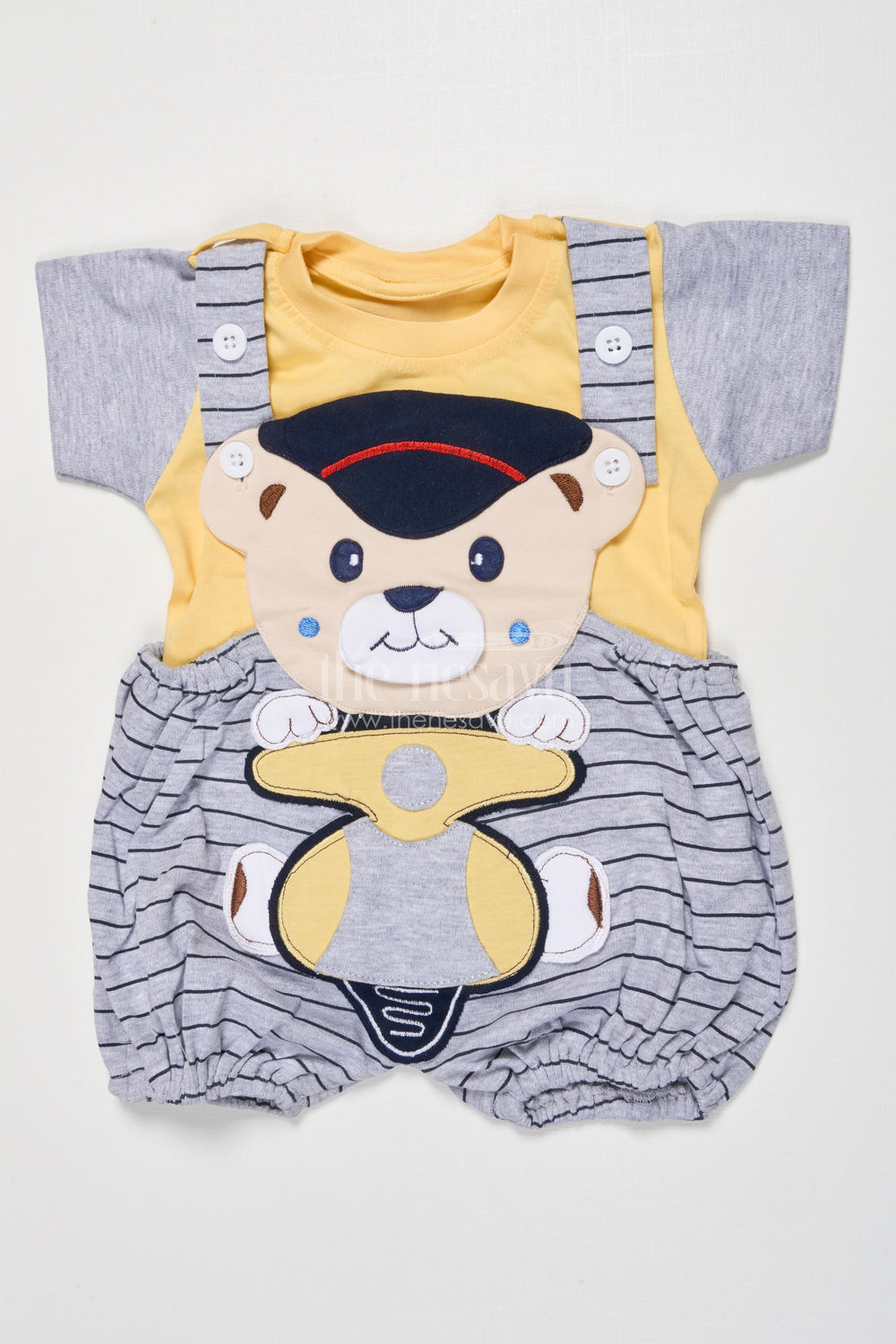 The Nesavu Baby Dungarees Baby Dungaree Set in Cotton for All-day Comfort and Play Nesavu 14 (6M) / Yellow BCS508B-14 Nesavu baby dungaree cotton set playful design casual outings daily play