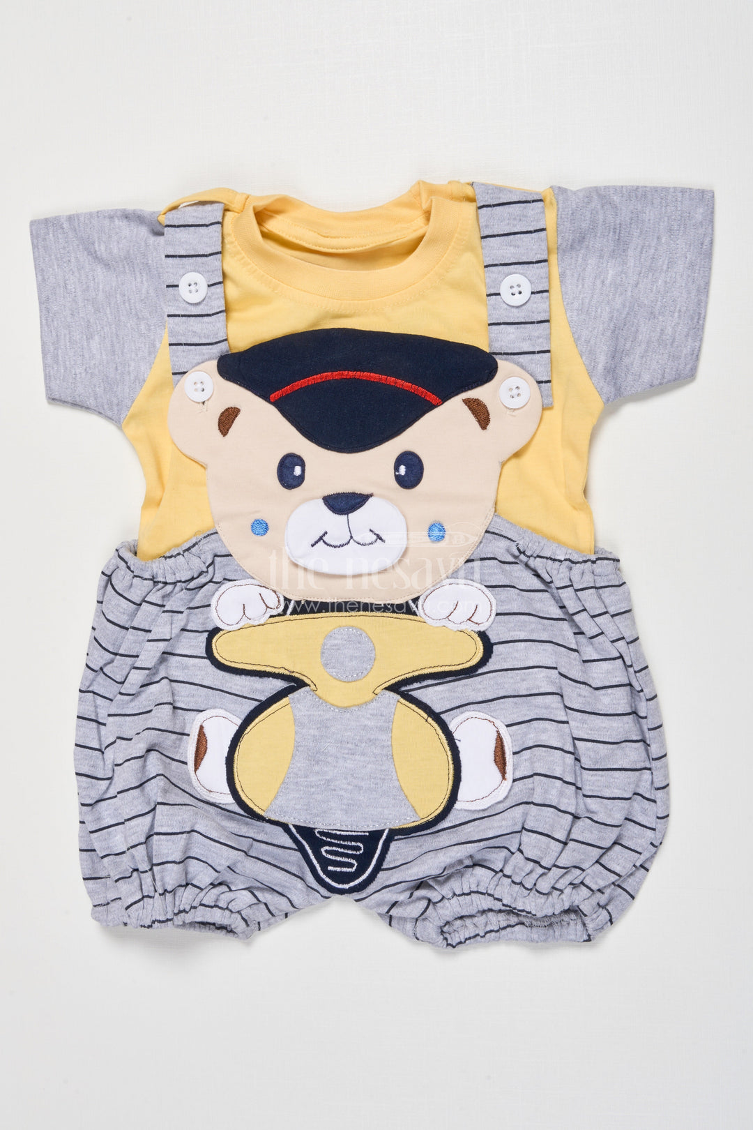 The Nesavu Baby Dungarees Baby Dungaree Set in Cotton for All-day Comfort and Play Nesavu 14 (6M) / Yellow BCS508B-14 Nesavu baby dungaree cotton set playful design casual outings daily play