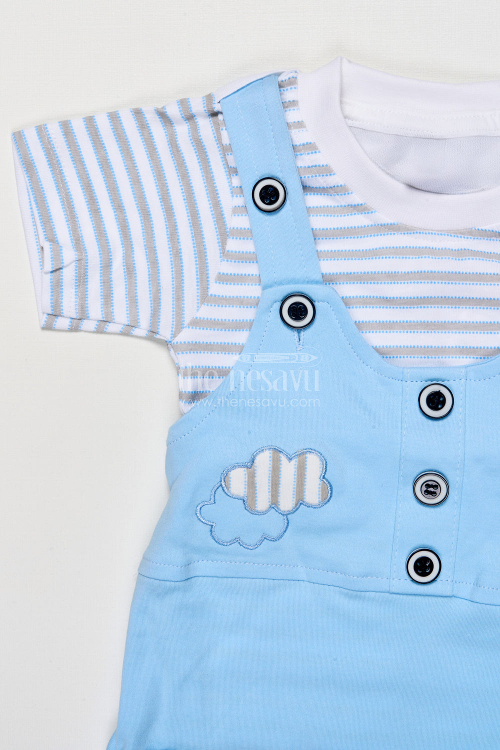 The Nesavu Baby Dungarees Baby Dungaree Set with Embroidery for Casual Play and Day Outings Nesavu Nesavu embroidered baby dungaree set cotton everyday comfort playful outings