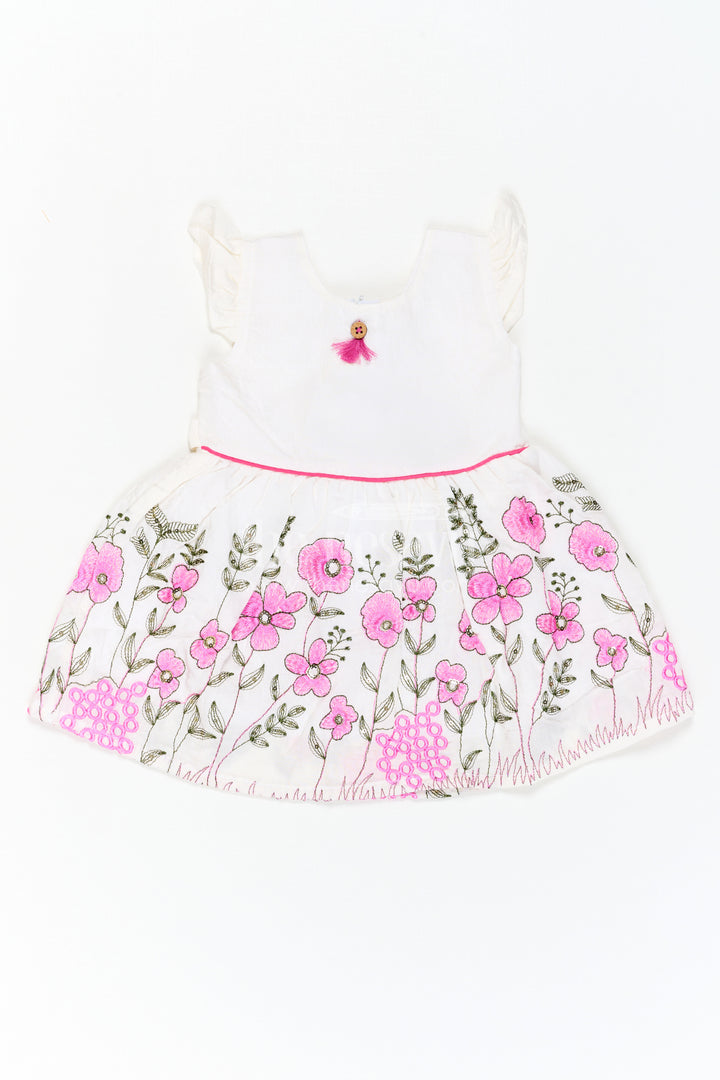 The Nesavu Baby Cotton Frocks Baby Frock for Birthday Picnic Photoshoots Nesavu 14 (6M) / Pink / Muslin Cotton BFJ1013A-14 Nesavu Baby Frock For Birthday Picnic Photoshoots With Cotton Blend Comfort And Thread Embroidery