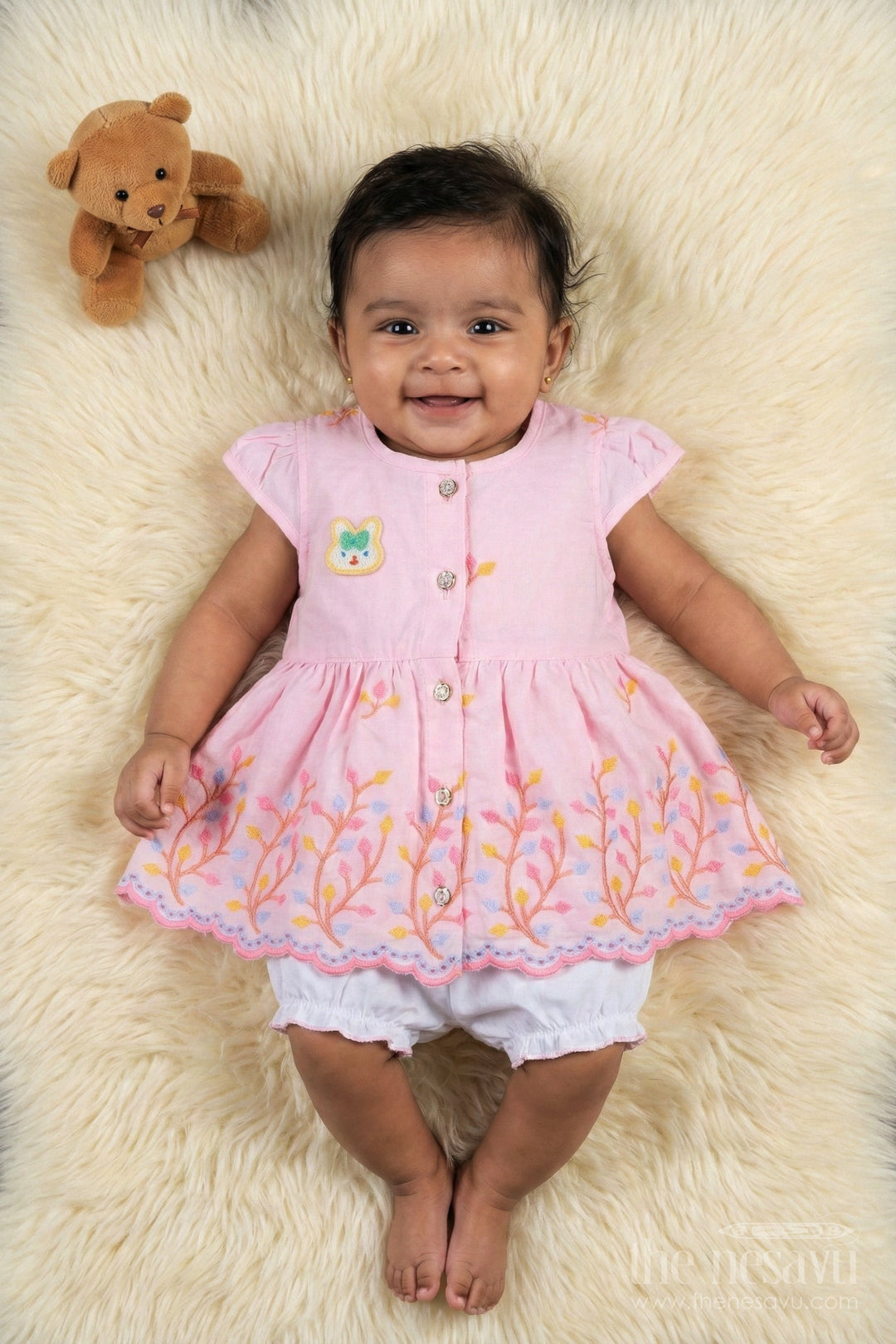 The Nesavu Baby Frocks Baby Frock for First Birthday and Festive Family Gatherings Nesavu Nesavu baby frock with thread embroidery for birthdays and festive occasions