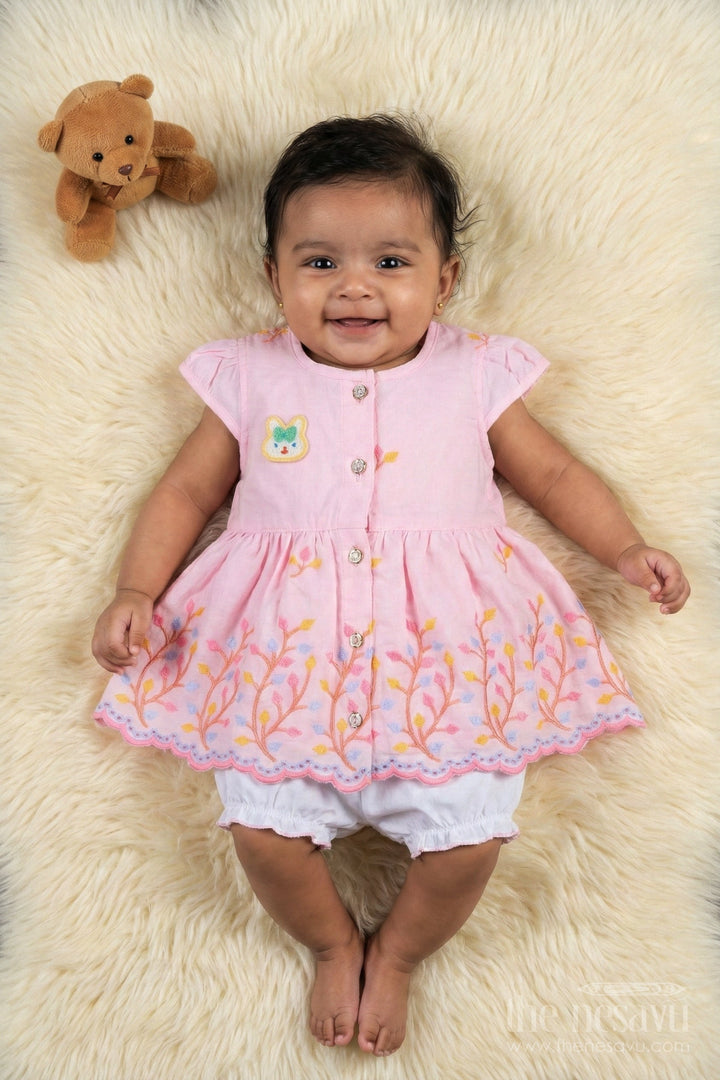 The Nesavu Baby Frocks Baby Frock for First Birthday and Festive Family Gatherings Nesavu Nesavu baby frock with thread embroidery for birthdays and festive occasions