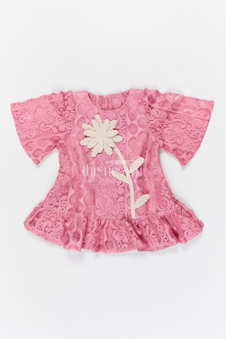 The Nesavu Baby Frocks Baby Frock for First Birthday and Special Occasions Nesavu 14 (6M) / Pink / Net BFJ956A-14 Nesavu baby net embroidery frock for first birthday and special occasions