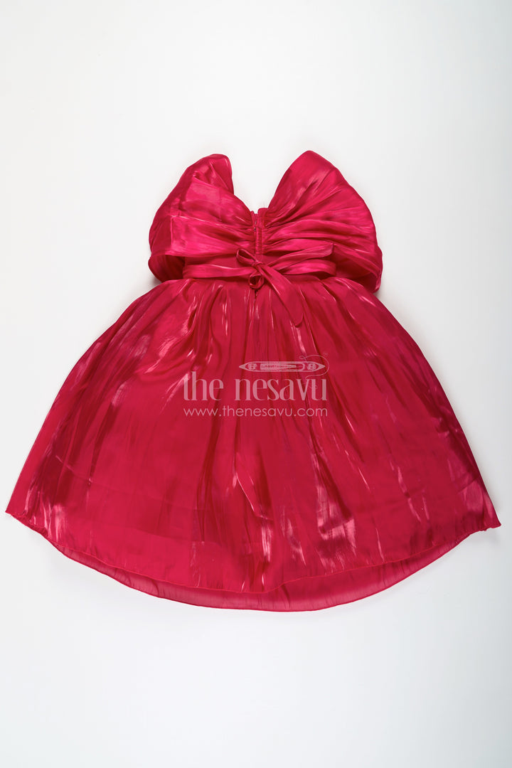 The Nesavu Girls Fancy Party Frock Baby Frock for First Birthday in Rich Glaze Organza with Sequin Embellished Yoke and Rosette Detailing Nesavu Baby Frock for First Birthday in Glaze Organza with Sequin Embellished Yoke and Rosette Accents | The Nesavu