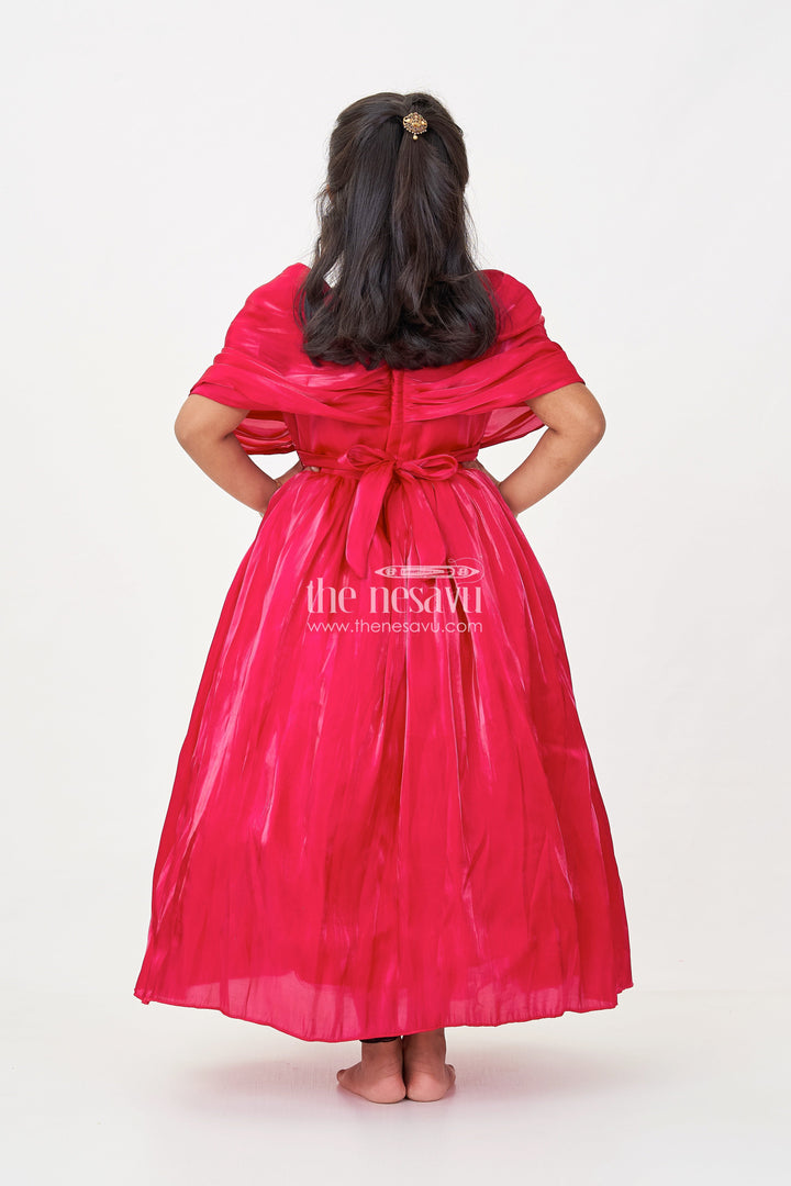 The Nesavu Girls Fancy Party Frock Baby Frock for First Birthday in Rich Glaze Organza with Sequin Embellished Yoke and Rosette Detailing Nesavu Baby Frock for First Birthday in Glaze Organza with Sequin Embellished Yoke and Rosette Accents | The Nesavu